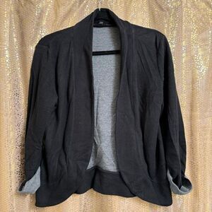 Express Black Gray Stretchy Open Collared Cardigan Sweater XS